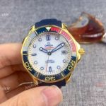 High quality Omega Commanders 007 Watch Gold Case Blue Rubber Band